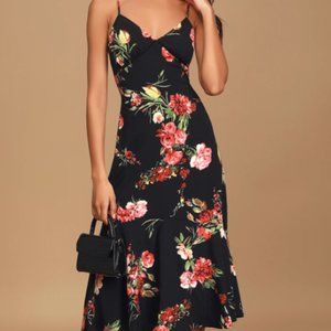 Summer Lovin' Black Floral Print Sleeveless Midi Dress XL